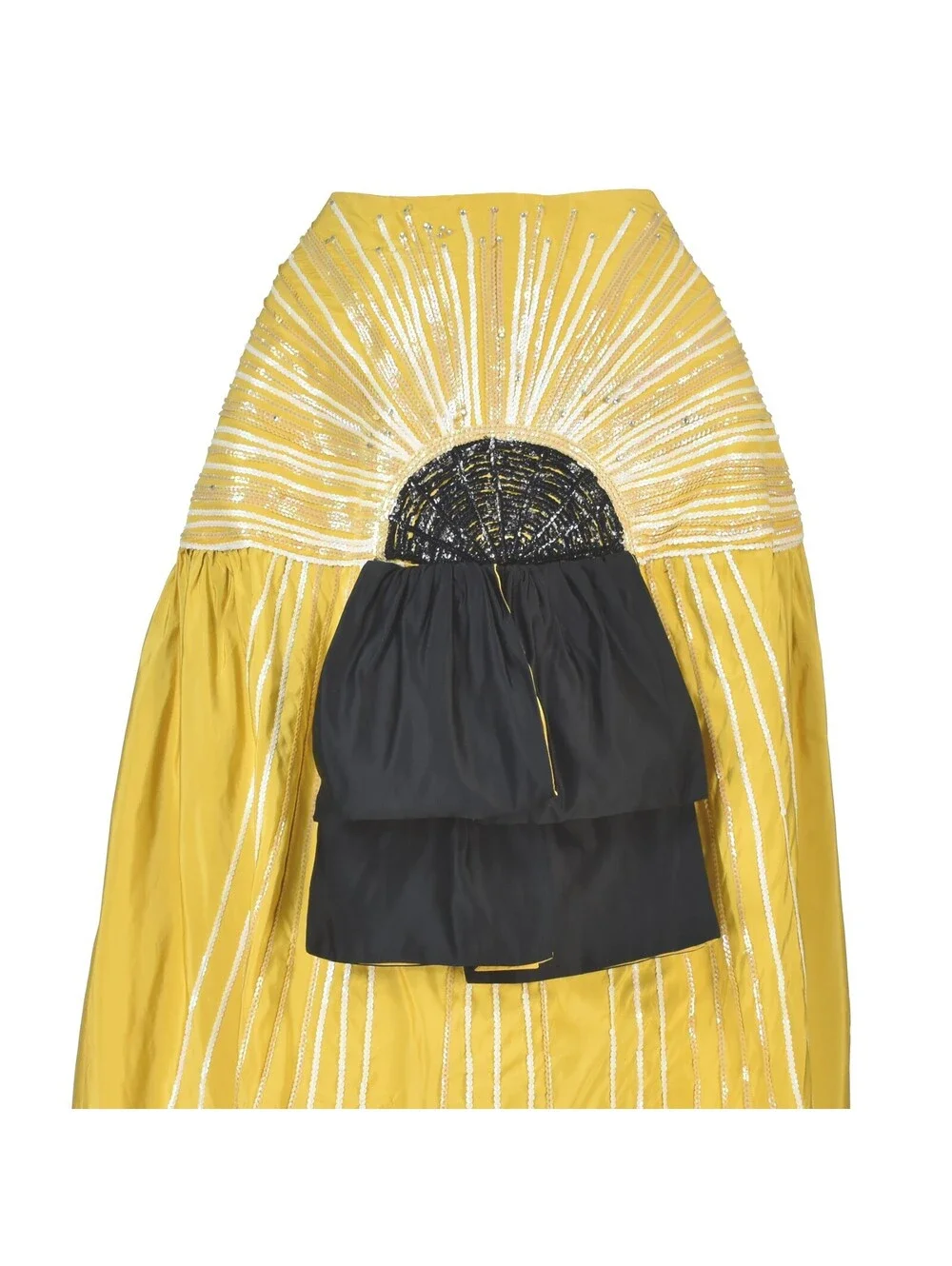 LEE MENICHETTI Golden Yellow Silk Faille Cloak with Black Silk Lining OS